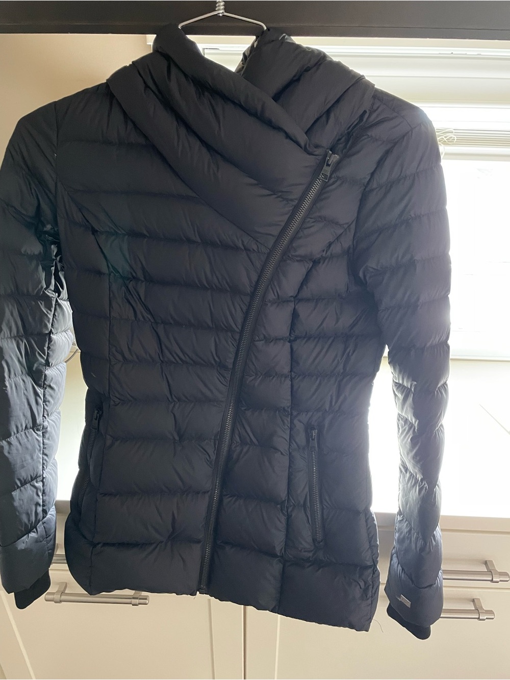 Soia & Kyo Black Asymmetrical Quilted Puffer Jacket